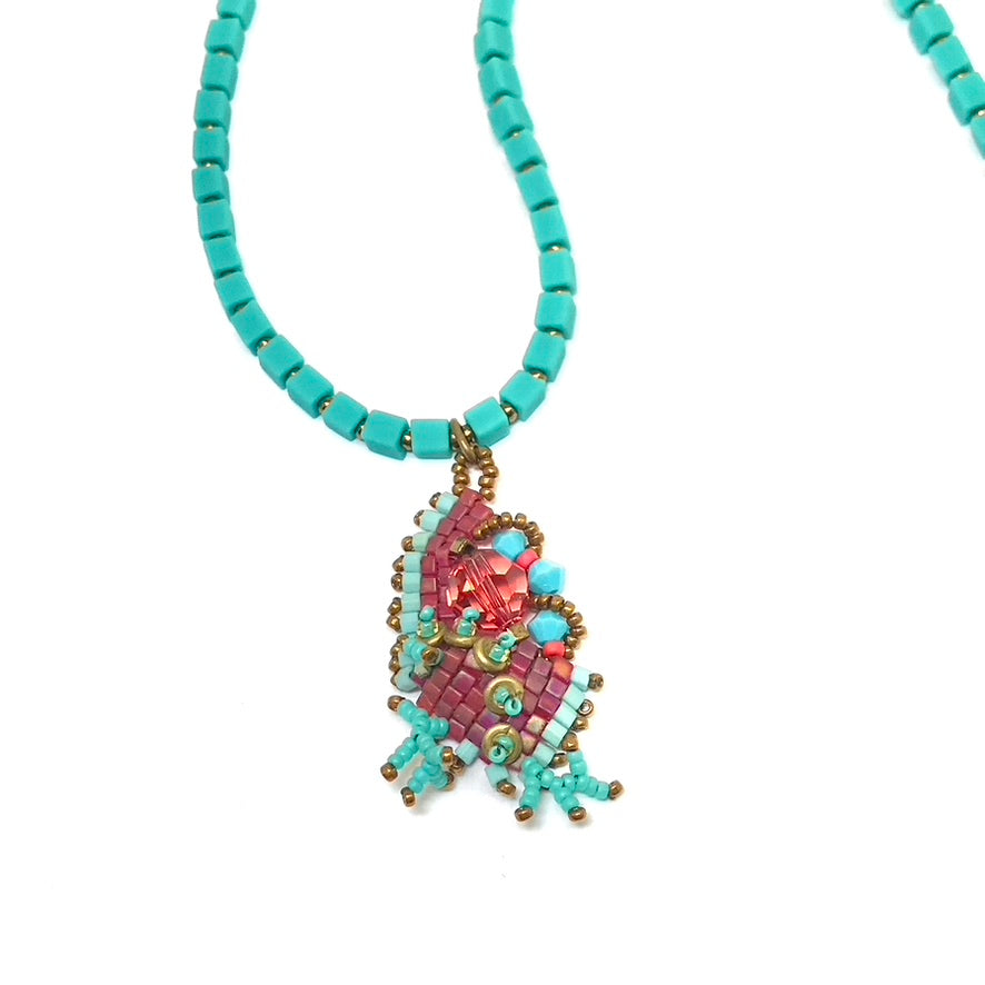 Salmon Mossy Nugget Necklace