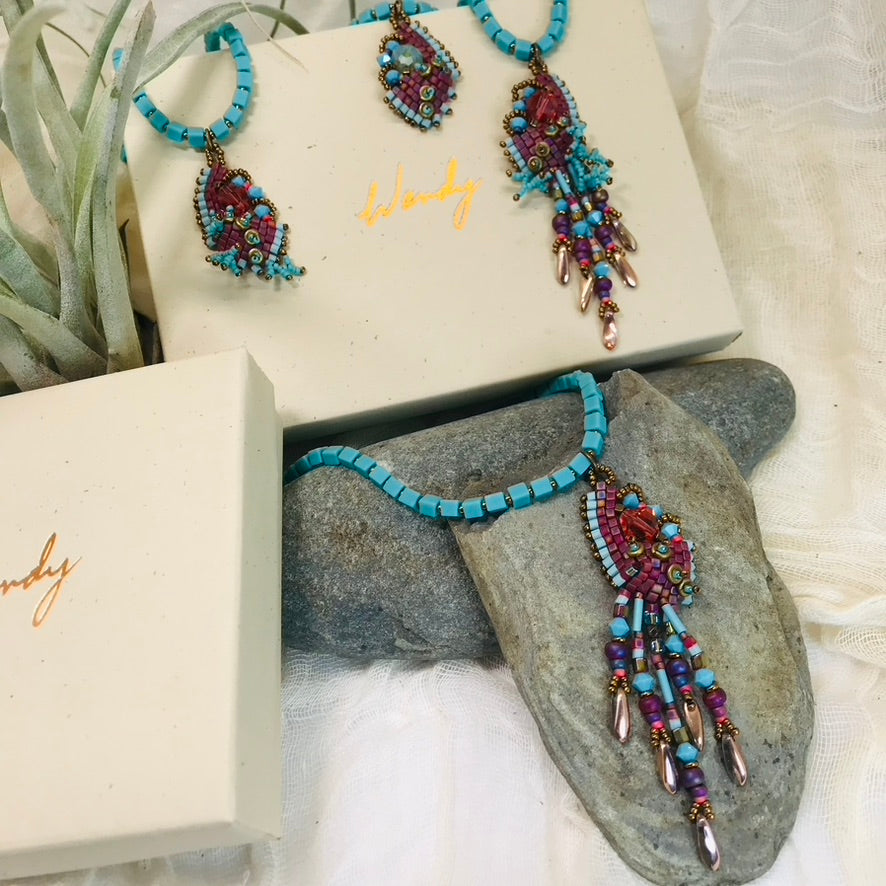 Salmon Mossy Nugget Necklace