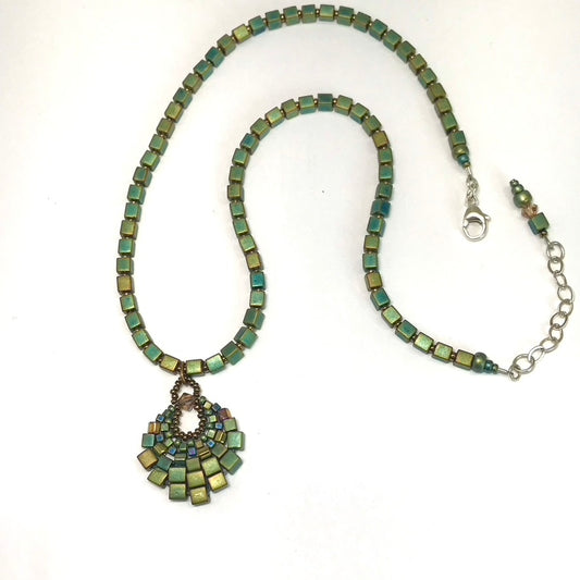 Small Patina Basket Necklace