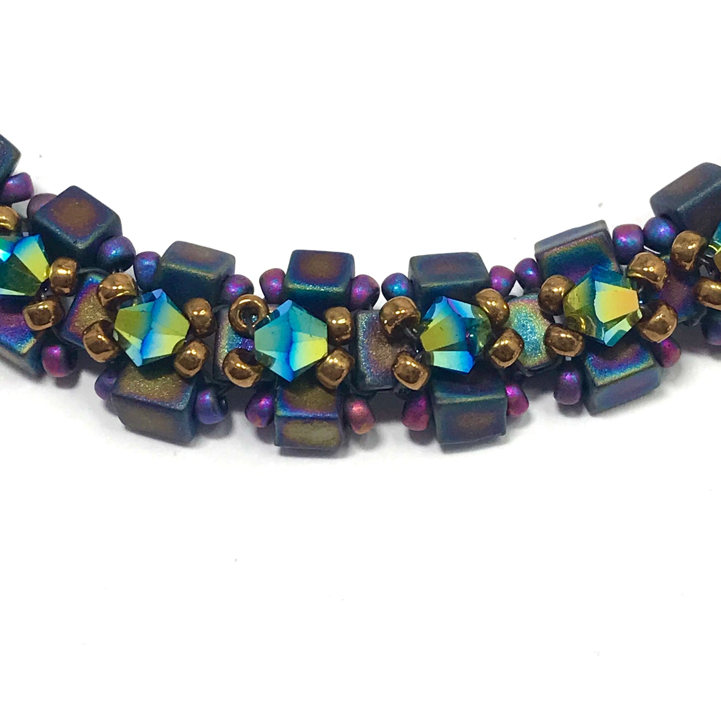 Iridescent Earthy and Plum with Rainbow Austrian Crystal Embellished Bracelet