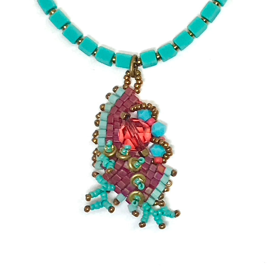 Salmon Mossy Nugget Necklace