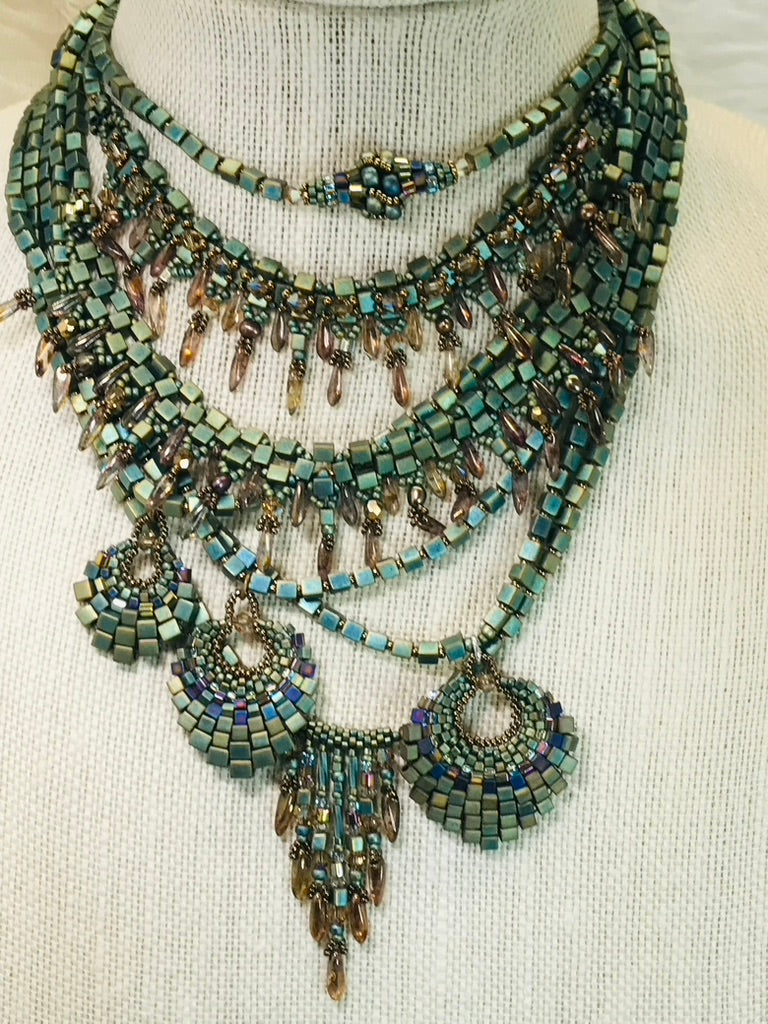 Crystal Embellished Patina Dagger Bead Half-collar Necklace