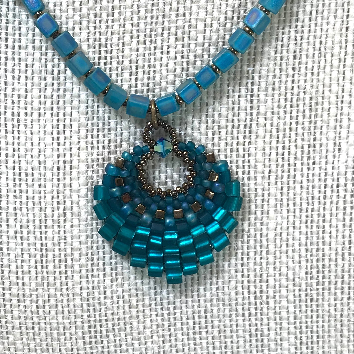 Medium Teal Basket Necklace