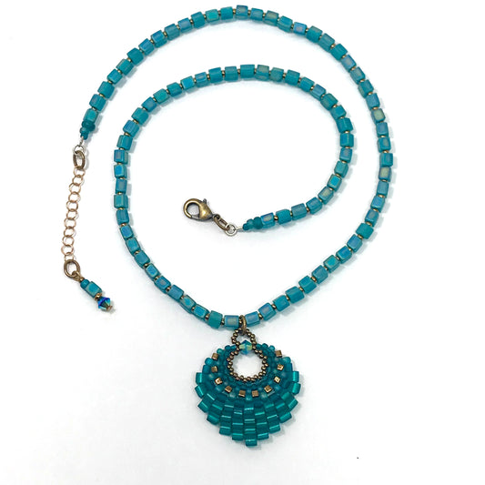 Medium Teal Basket Necklace