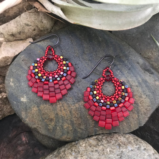 Medium Red Basket Earrings