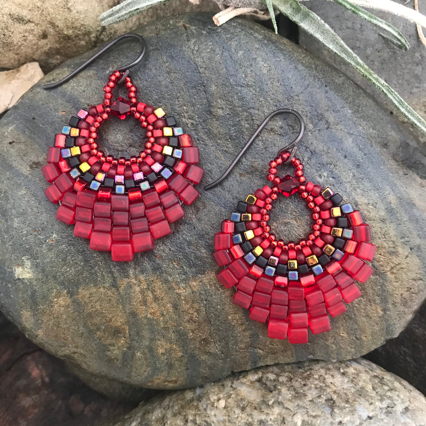 Medium Red Basket Earrings