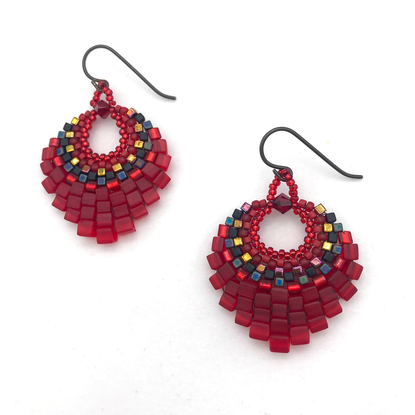 Medium Red Basket Earrings