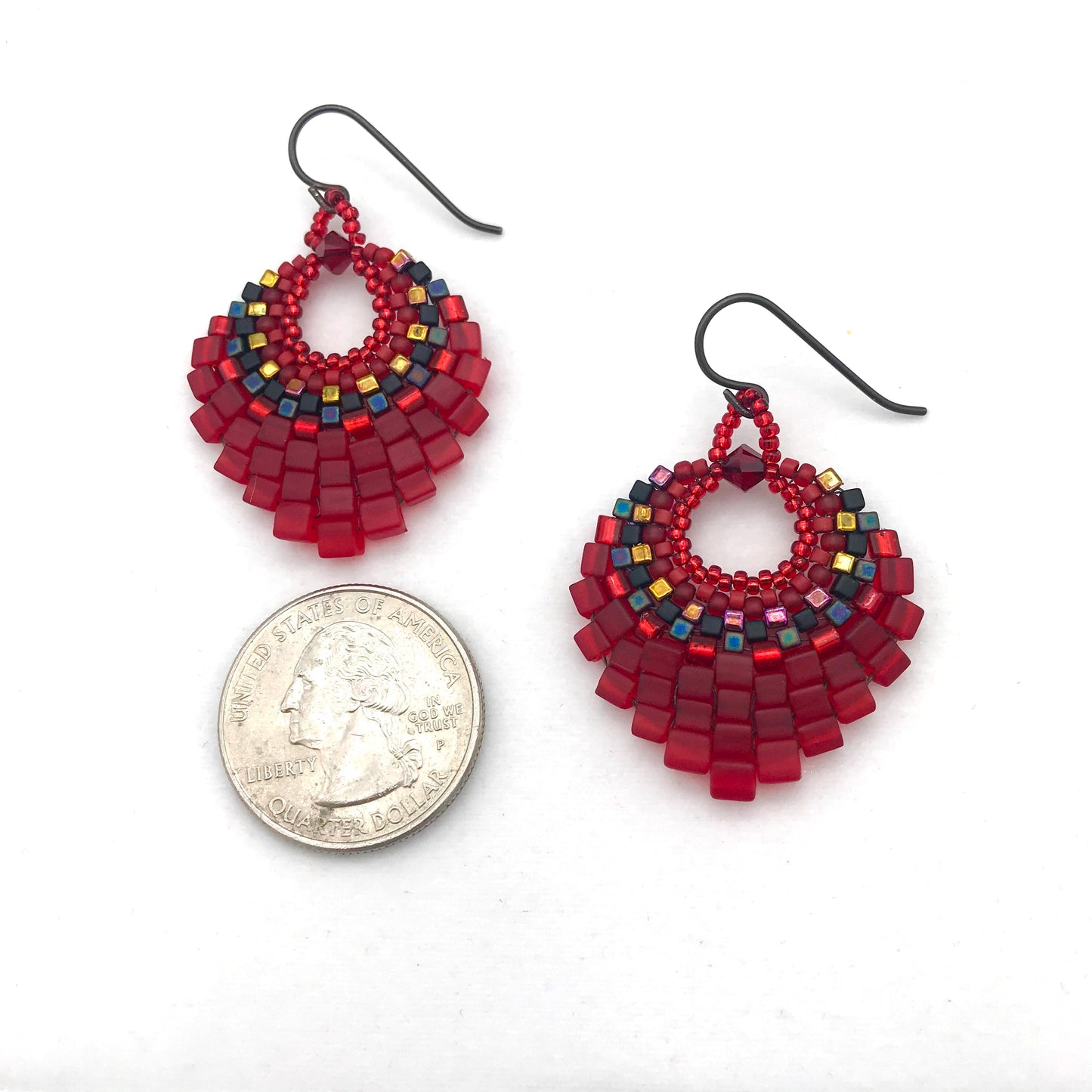 Medium Red Basket Earrings