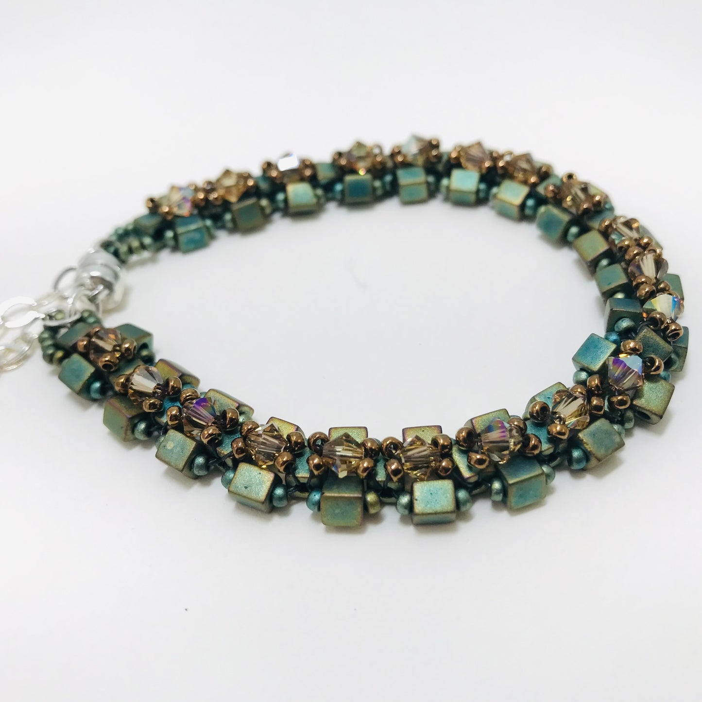 Patina Green Austrian Crystal Embellished Bracelet