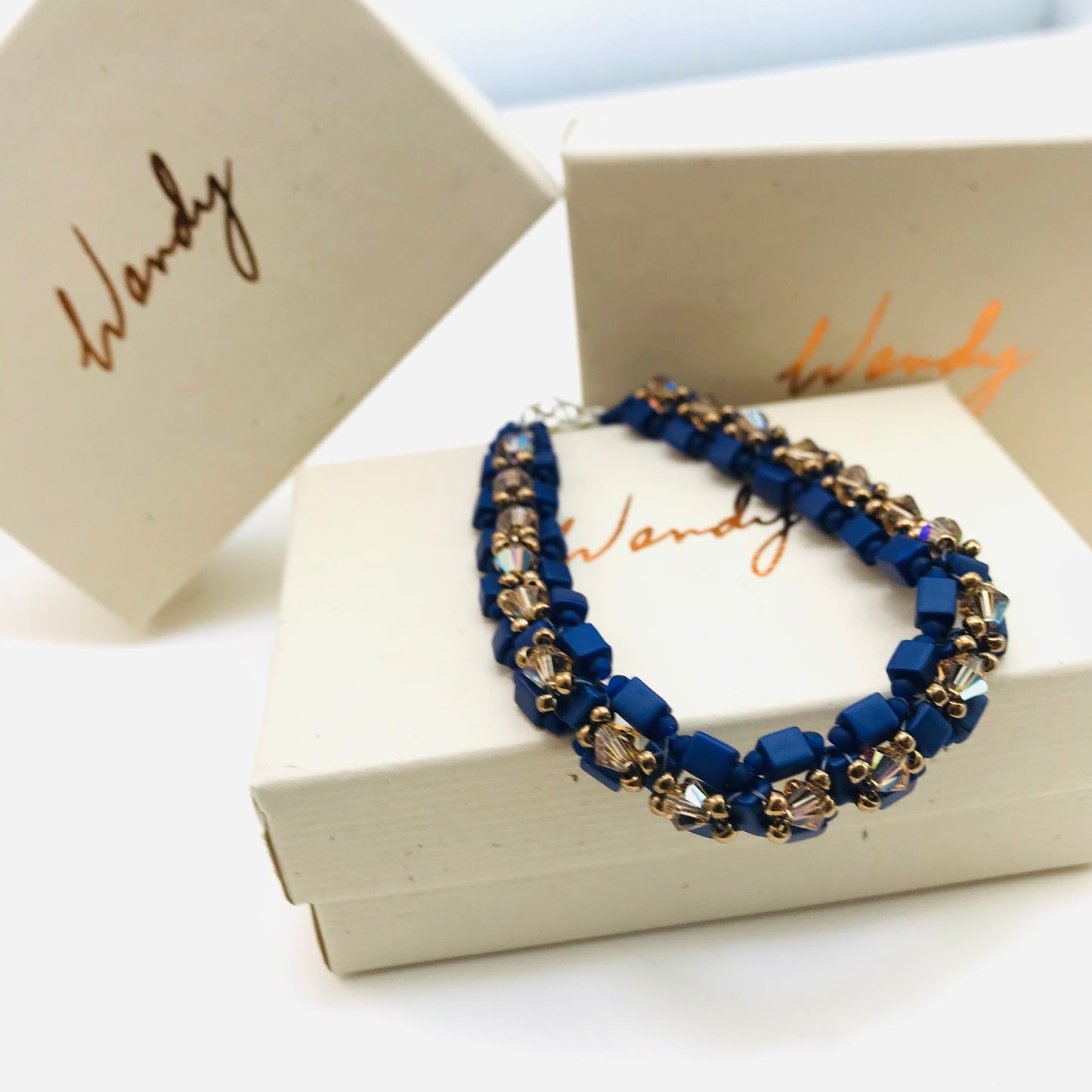 Midnight Blue with Topaz Austrian Crystal Embellished Bracelet