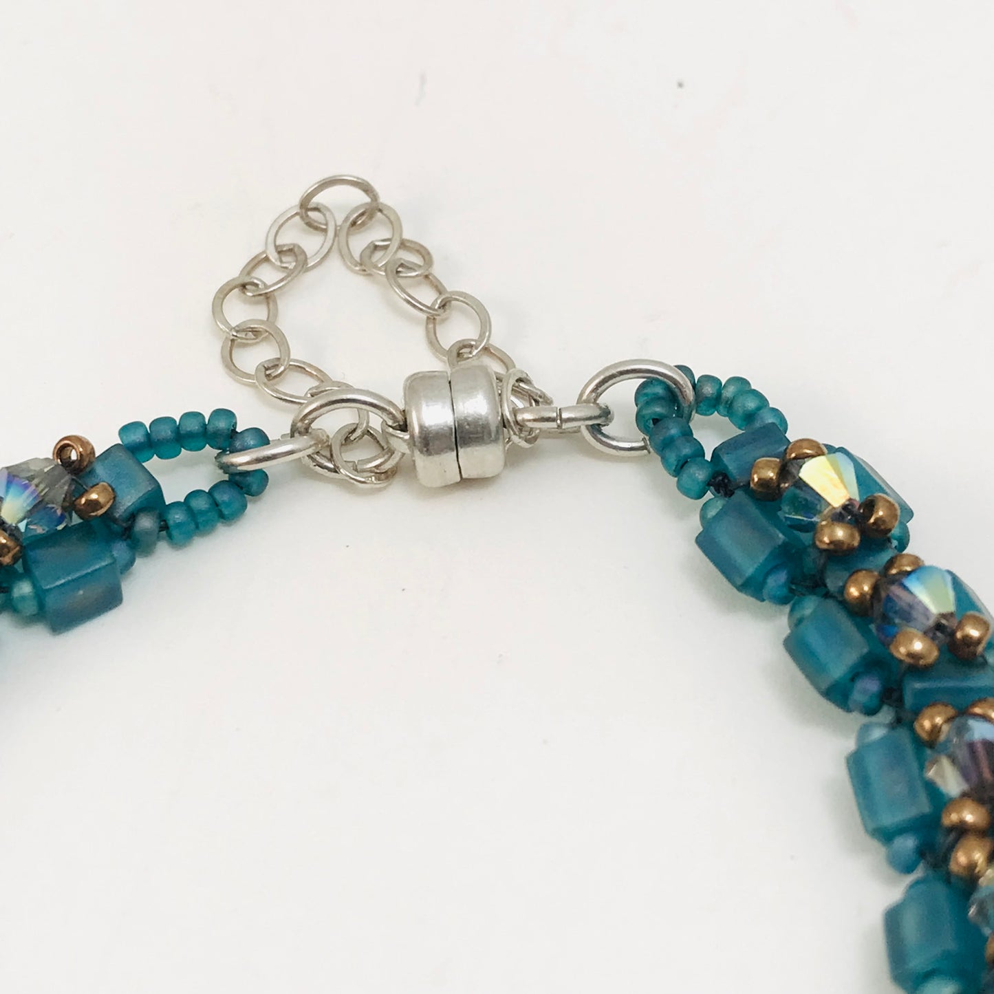 Ocean Teal  with Crystal Satin Austrian Crystal Embellished Bracelet