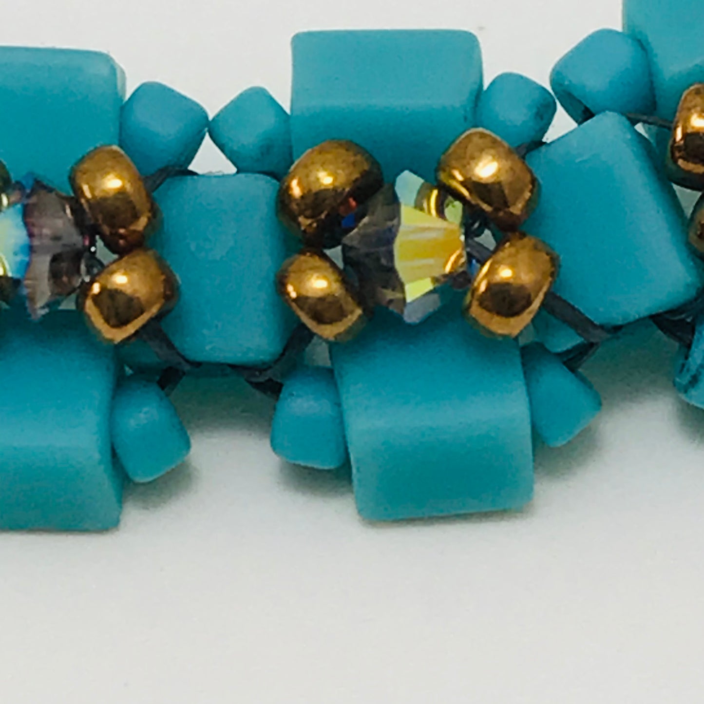 Matte Turquoise with Crystal Satin Austrian Crystal Embellished Bracelet