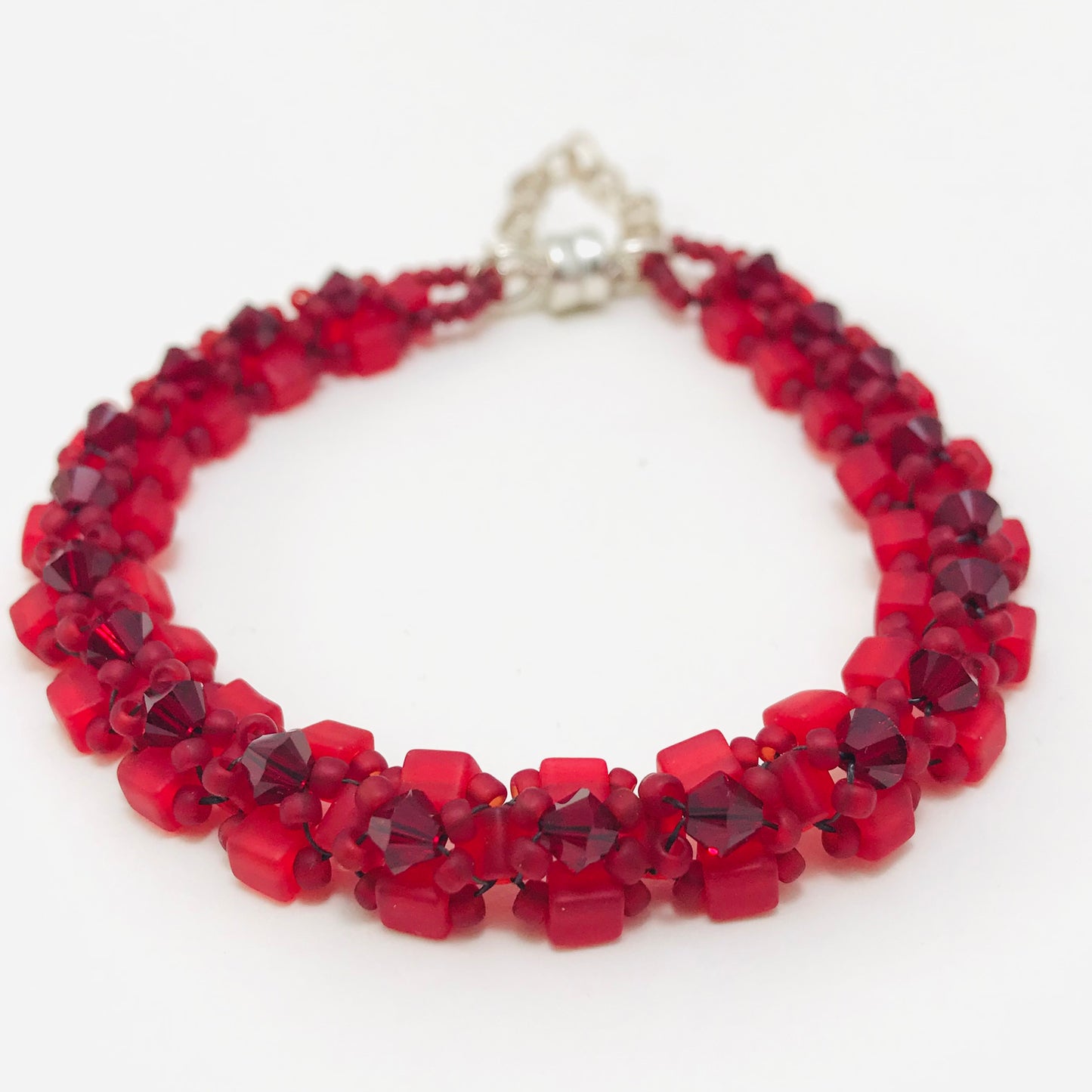 Matte Red with Red Austrian Crystal Embellished Bracelet