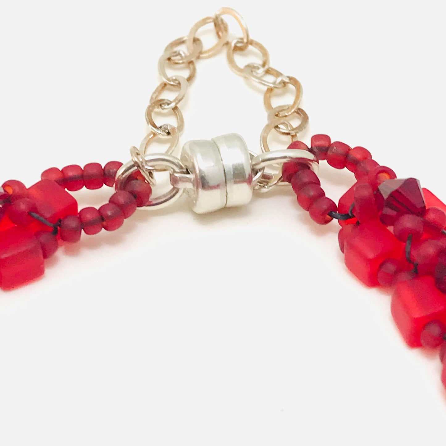 Matte Red with Red Austrian Crystal Embellished Bracelet