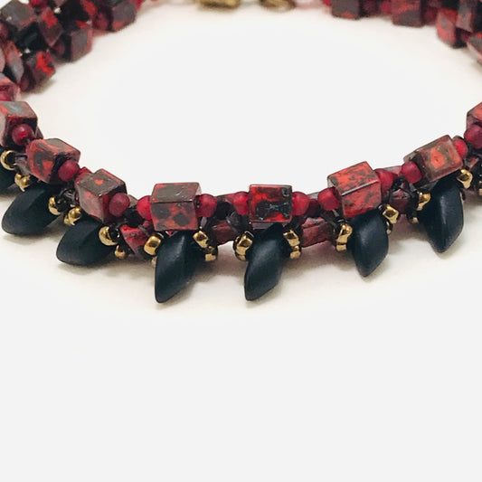 Picasso Red with Matte Black Spiky Bracelet