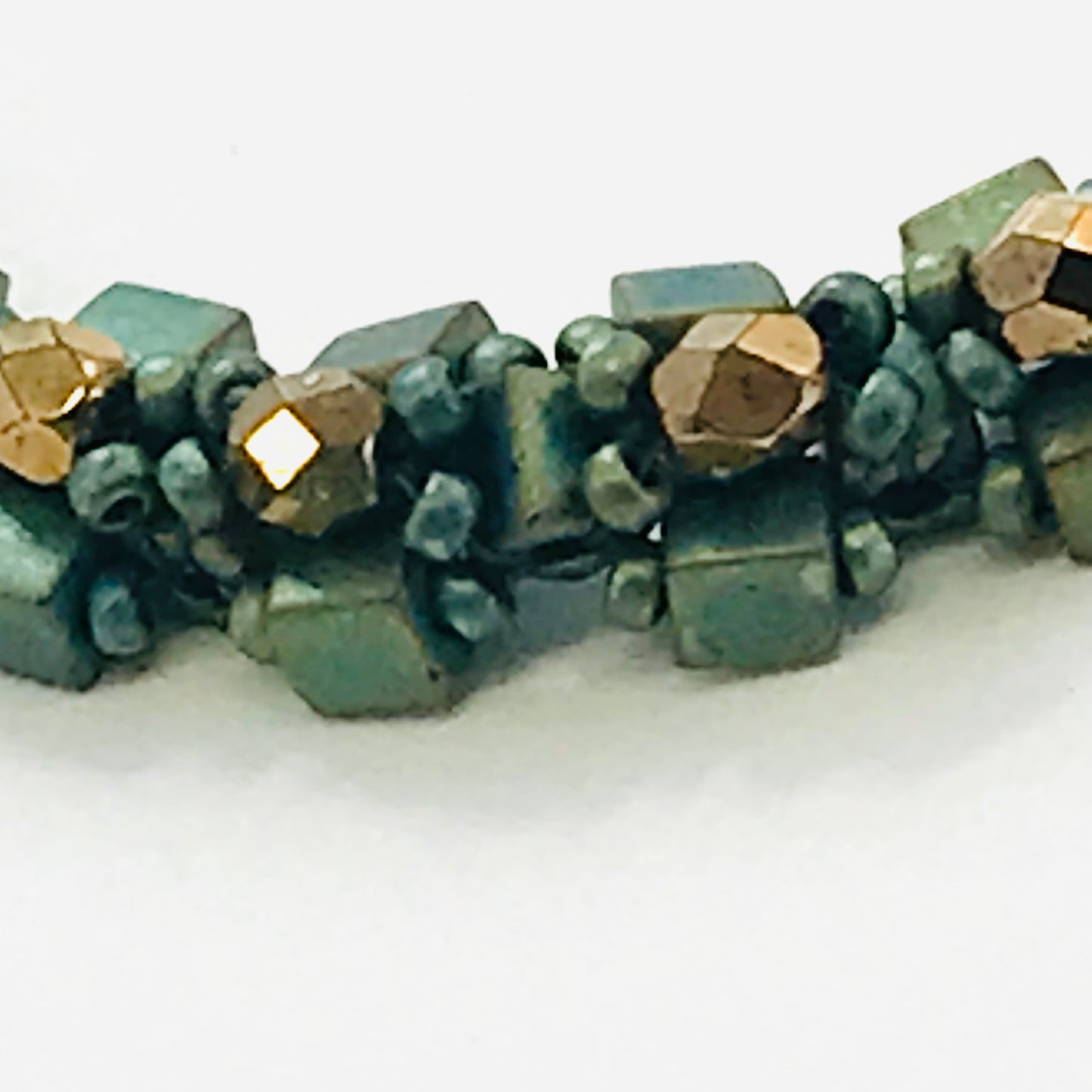 Patina Green with Czech Glass Art Bead  Bracelet
