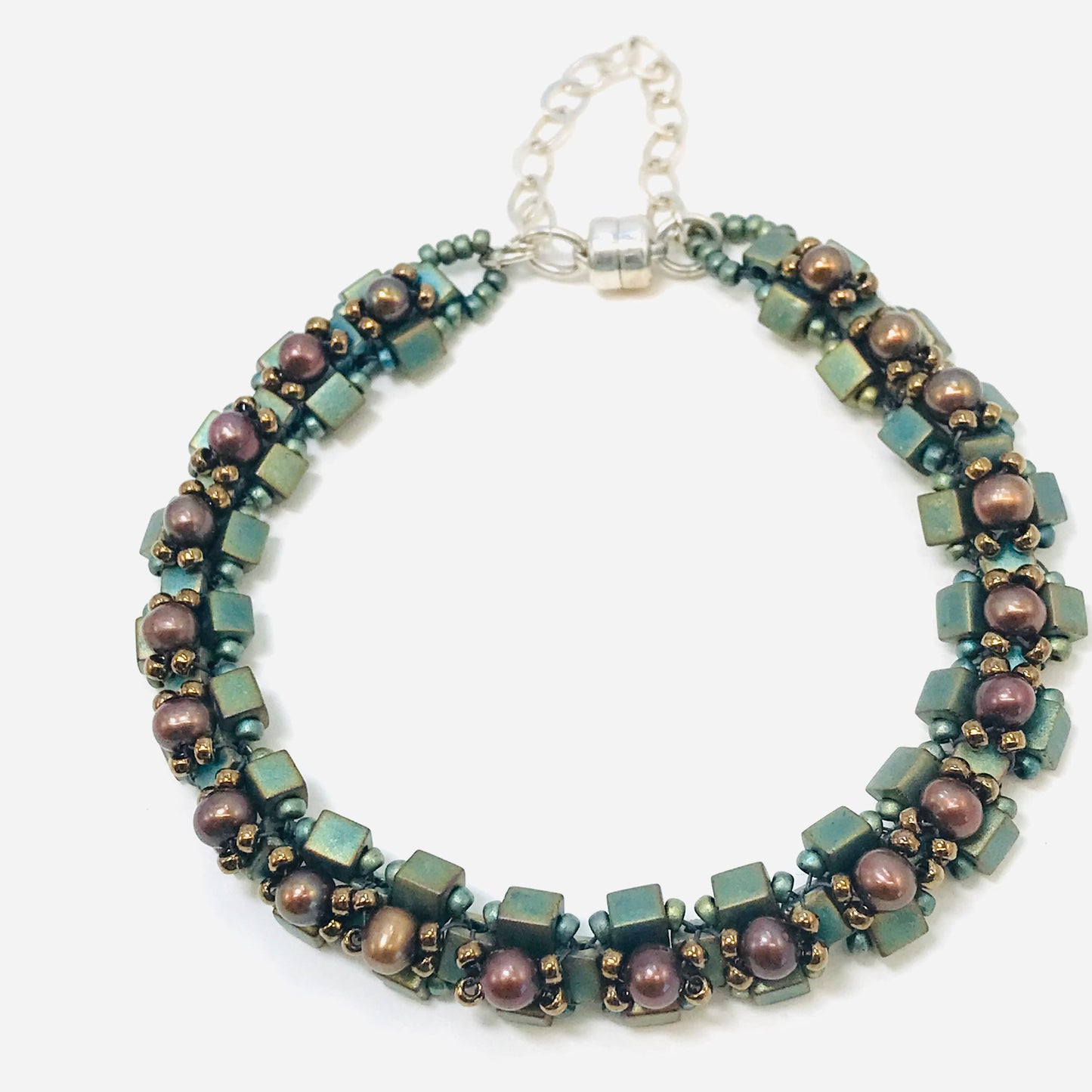 Patina Green with Pearl Embellished Bracelet