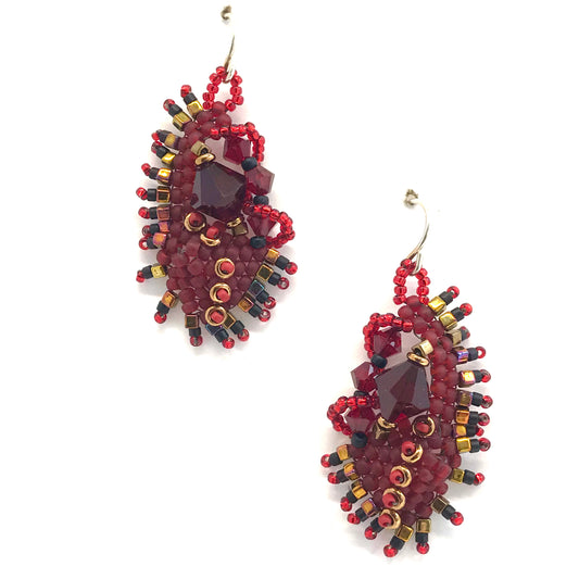 Red Spiky Nugget Earrings