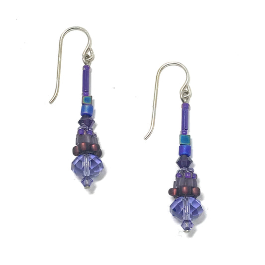 Purple with Lavender Briolette Stick Earrings