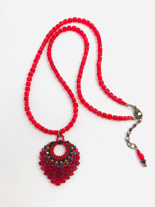 Large Red Basket Necklace