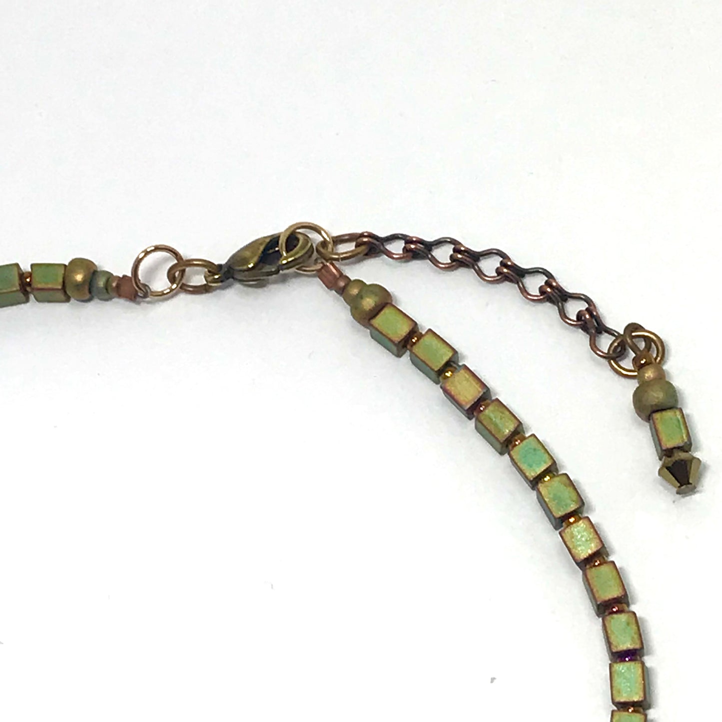 Small Matte Metallic Khaki Basket Necklace