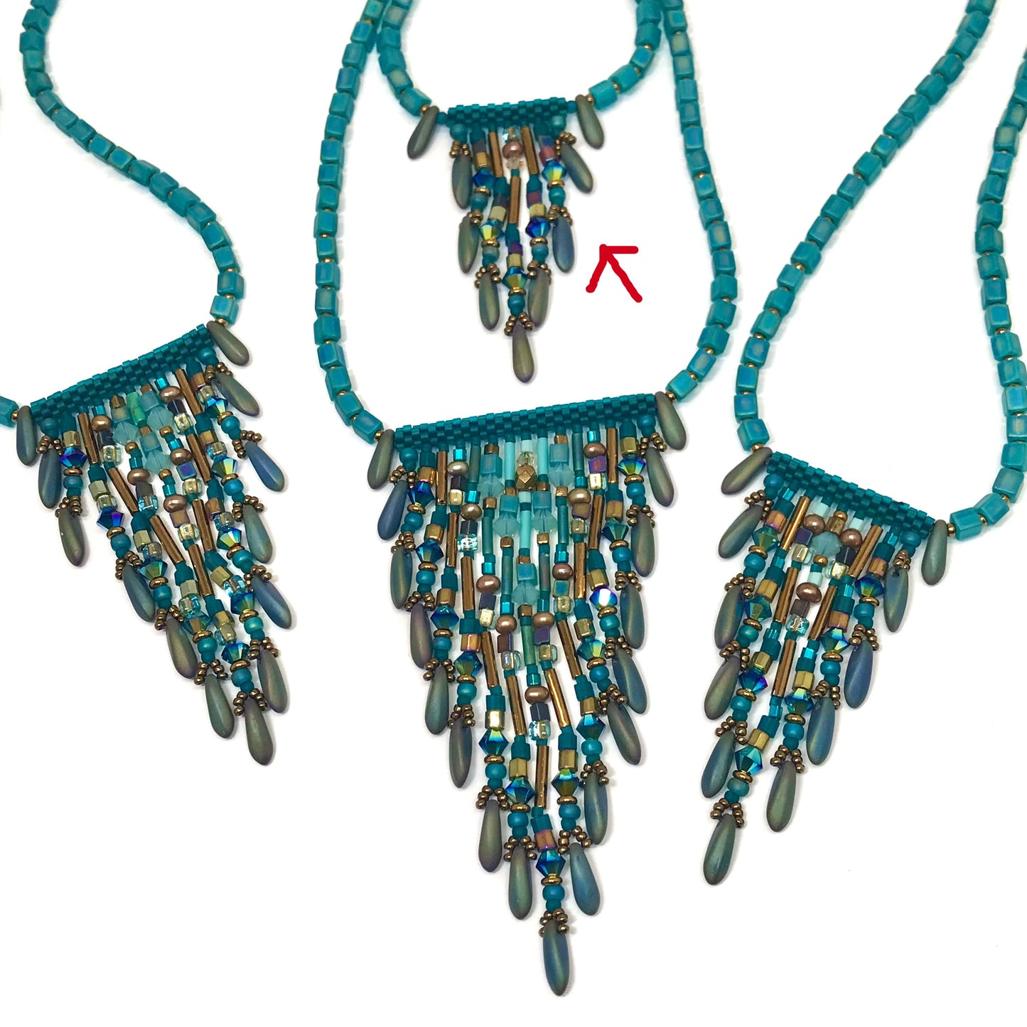 Fringy Teal Necklace 7 strands