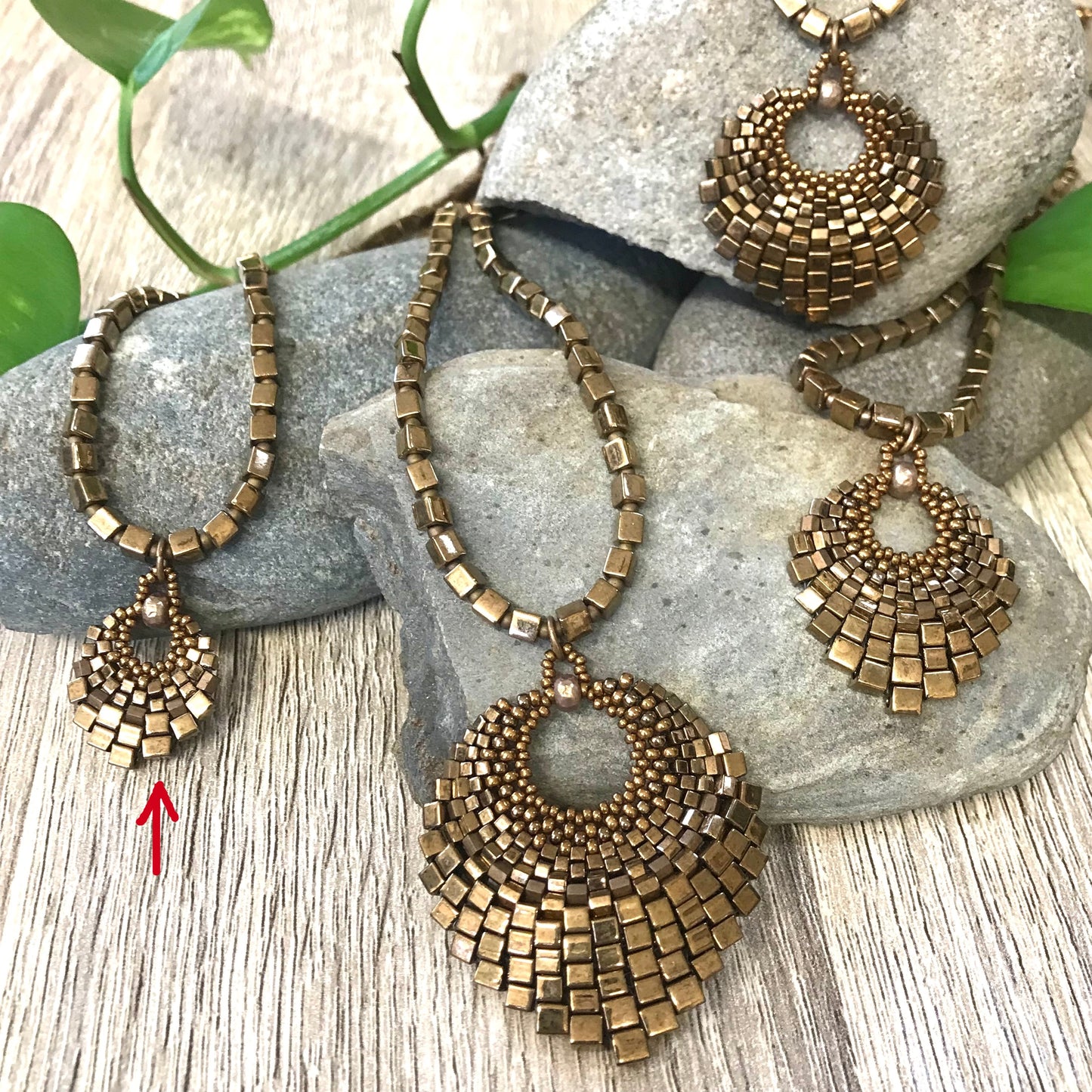 Small Brass Basket Necklace