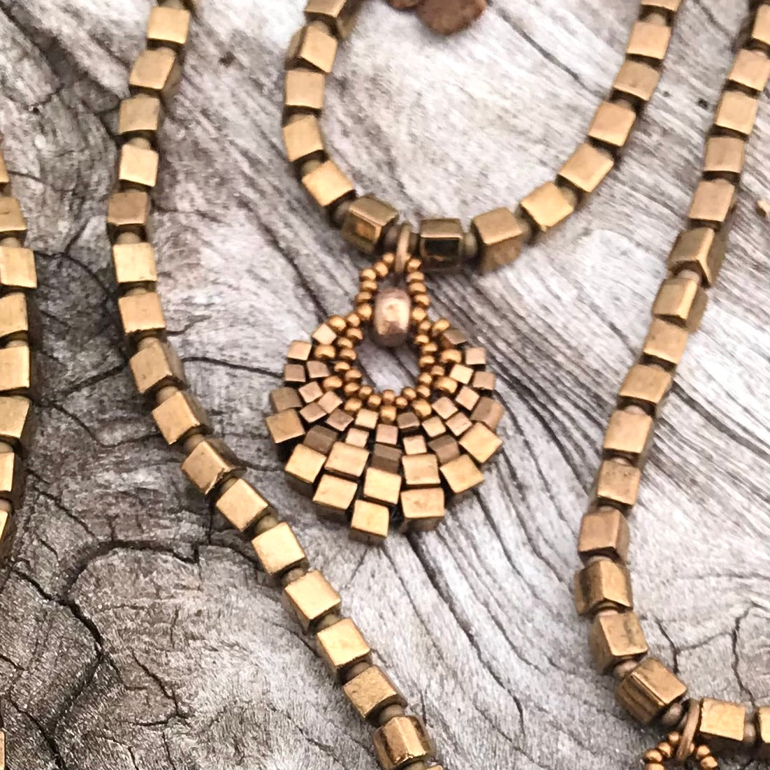 Small Brass Basket Necklace