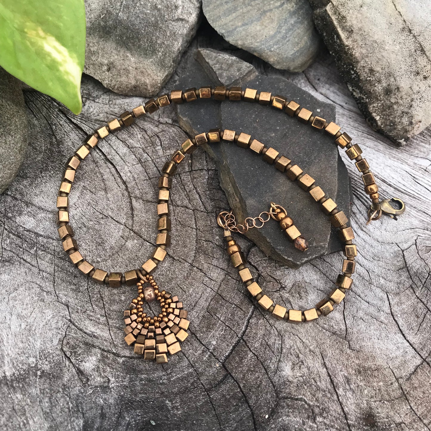 Small Brass Basket Necklace