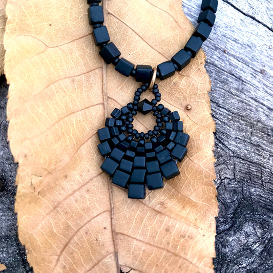 Small Black Basket Necklace