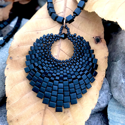 Over the Top Black Basket Necklace