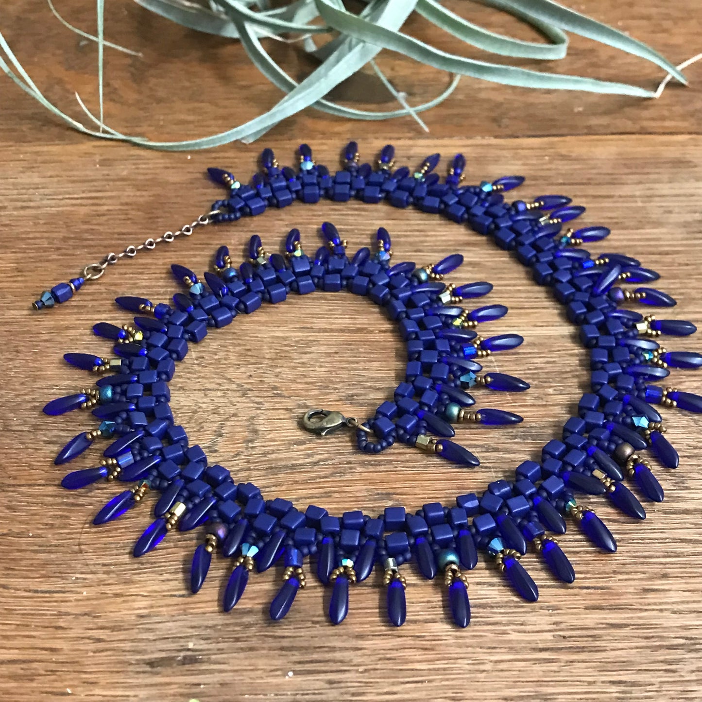 Midnight Blue with Cobalt Dagger Beads Collar