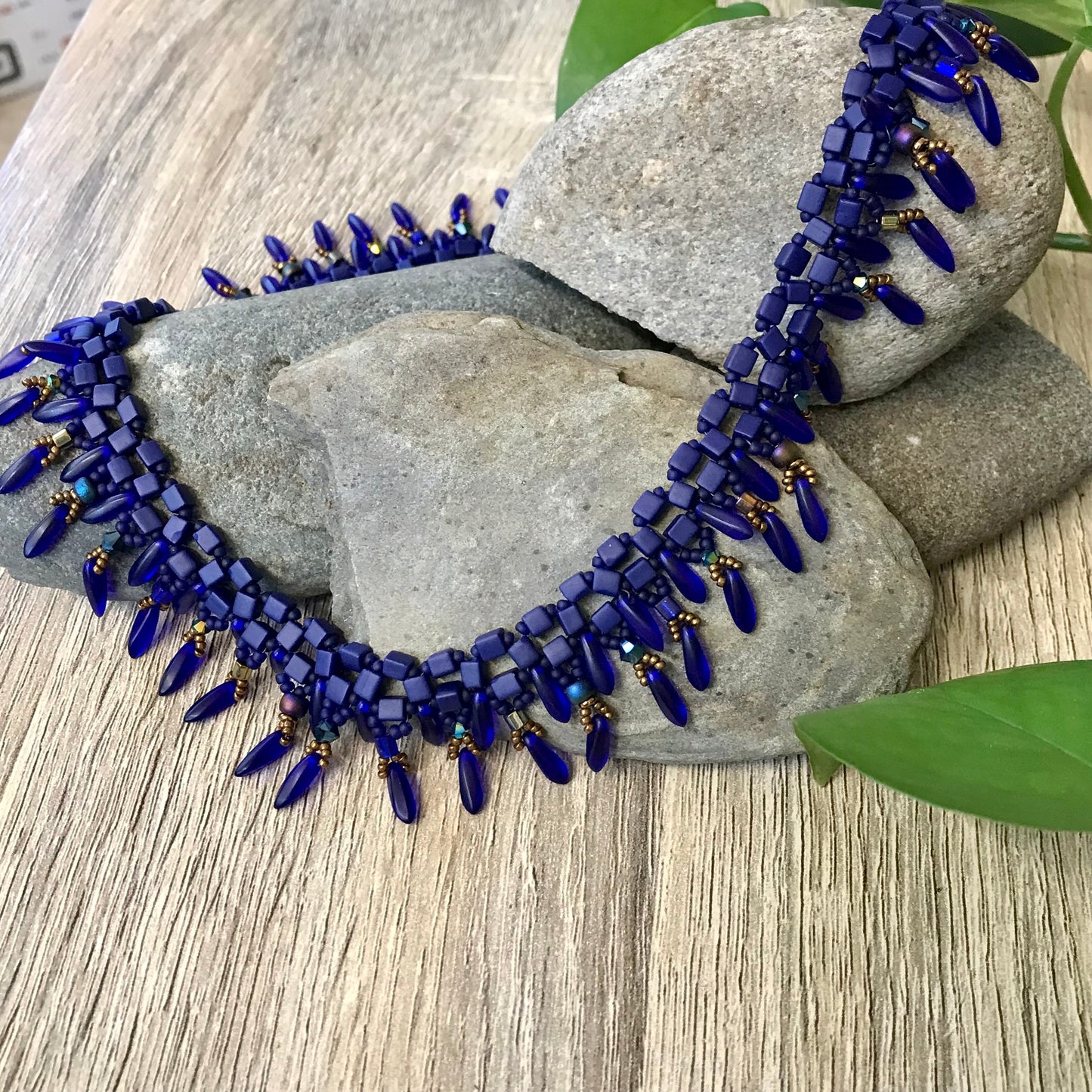 Midnight Blue with Cobalt Dagger Beads Collar