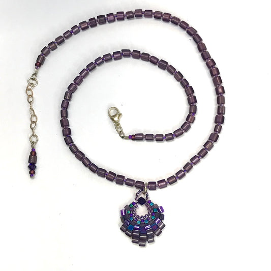 Small Purple Basket Necklace